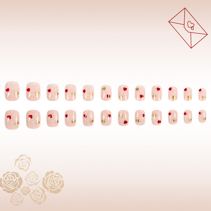 Romantic Heart-Embellished Press-On Nails Kalsten
