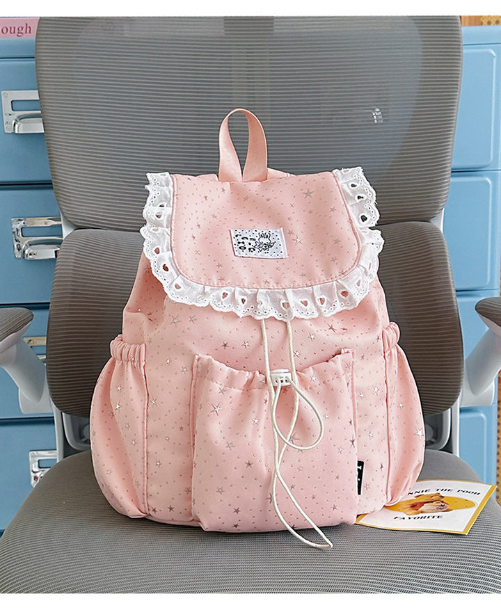 Star Print Ruffled Backpack Kalsten