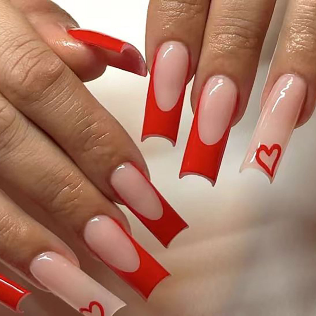 Heart-Embellished Stiletto Press-On Nails Kalsten