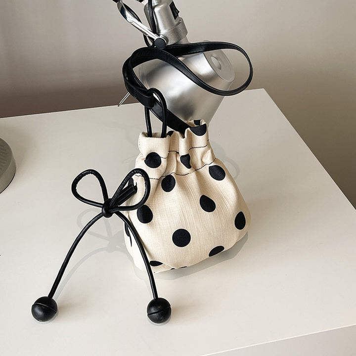 Polka Dot Drawstring Bucket Bag