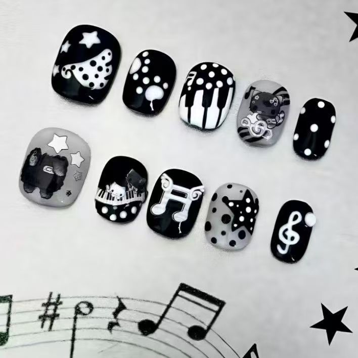 Artistic Coffee-Inspired Press-On Nail Art Set Kalsten