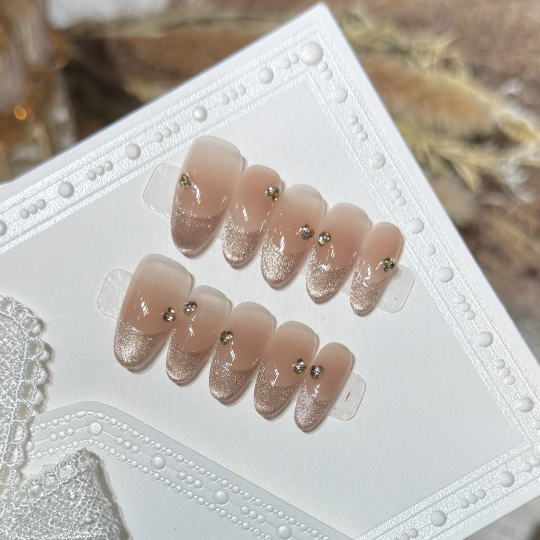 Elegant Glitter-Accent Press-On Nail Set Kalsten