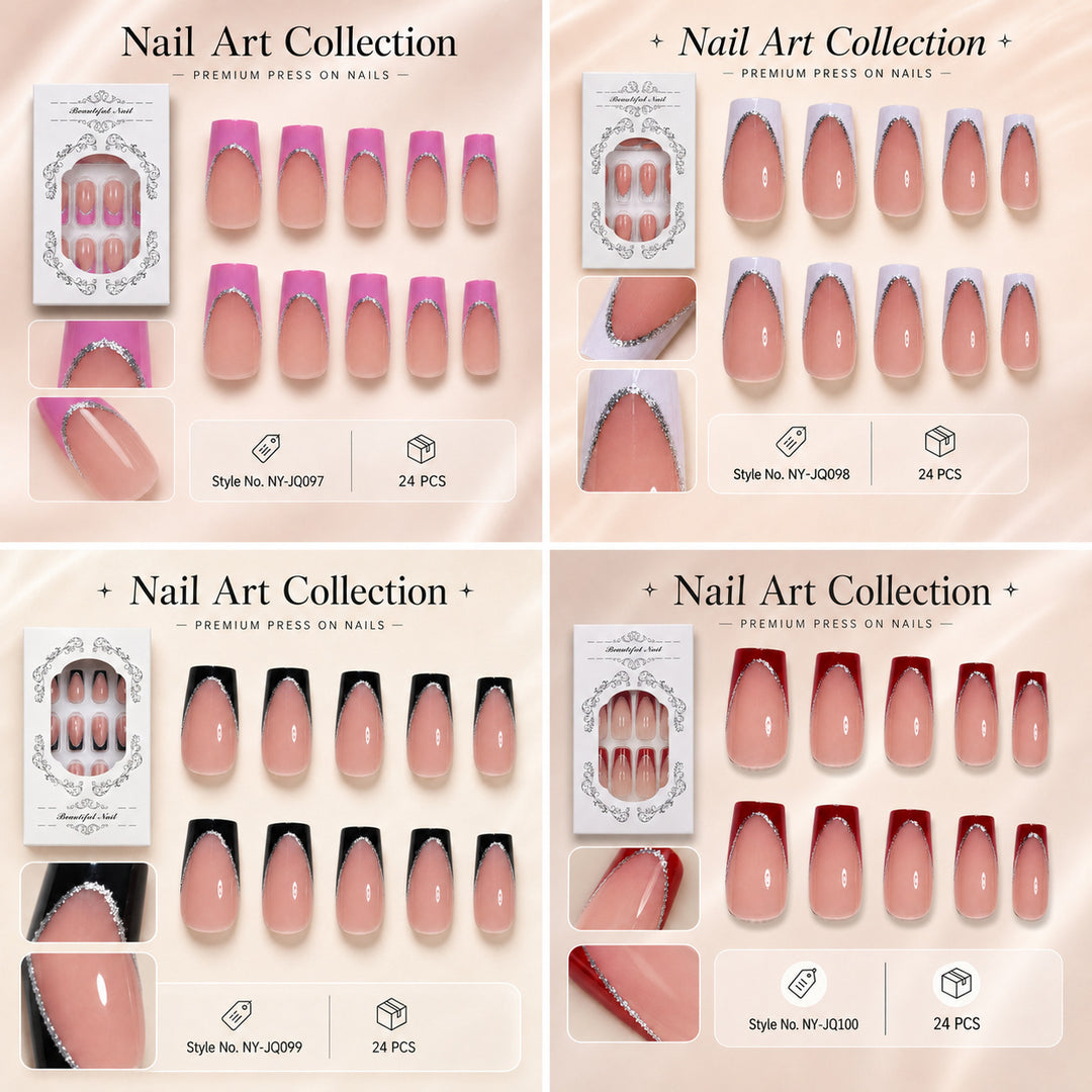 Premium Artificial Nail Set with Elegant Decoration Kalsten