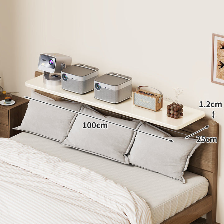 Wall-Mounted Slim Floating Headboard Shelf with Rounded Corners and Concealed Brackets