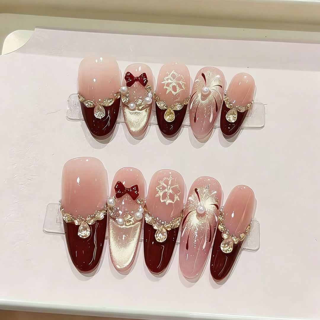 Elegant Floral Press-On Nail Set Kalsten