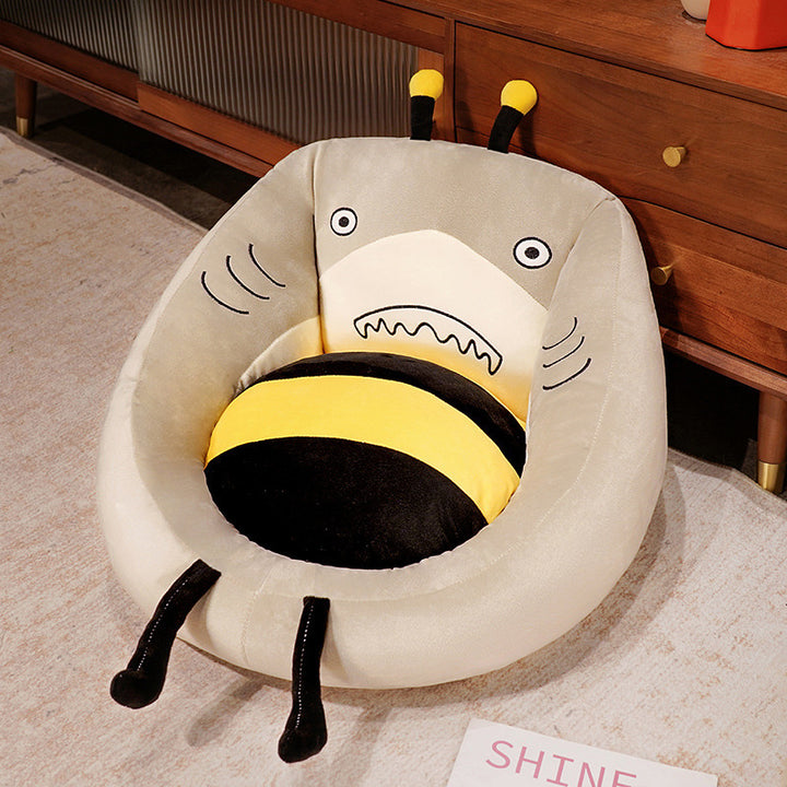 Plush pet bed with raised edge and removable cuddly pillow