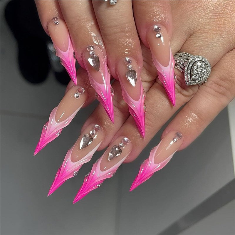 Stiletto Press-On Nail Extensions with Rhinestone Accents Kalsten