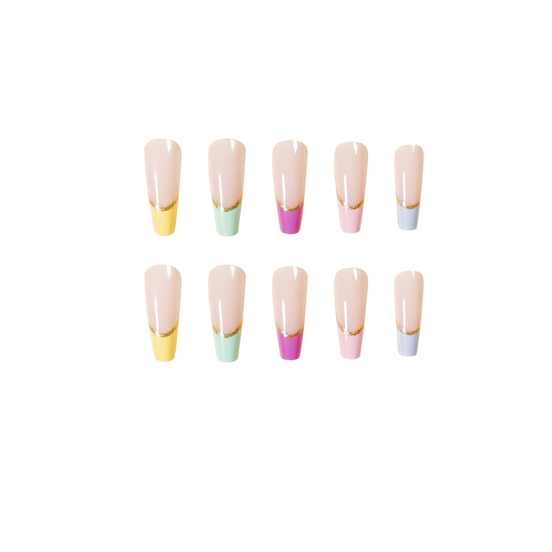 Artful Nail Extensions with Modern Color Design and Glitter Kalsten