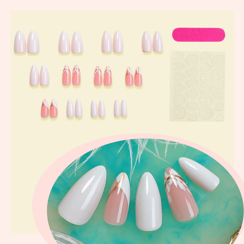 Premium Decorative Press-On Nail Set with Floral and Glossy Accents Kalsten
