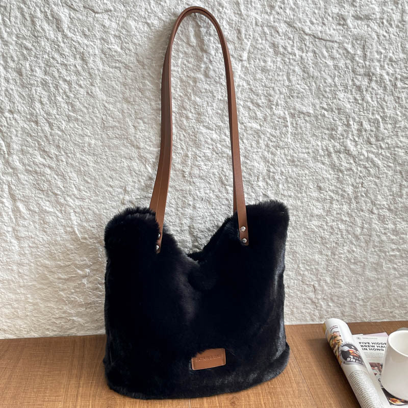 Plush Faux Fur Shoulder Bag
