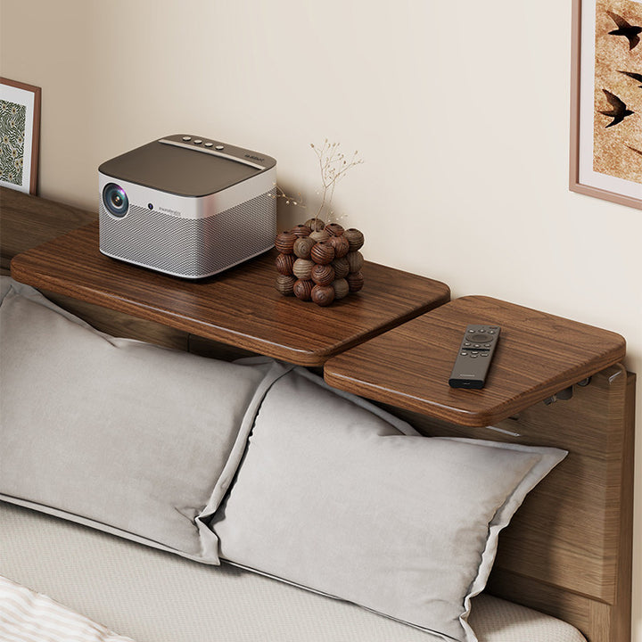 Headboard-Mounted Floating Bedside Shelf for Projectors and Devices