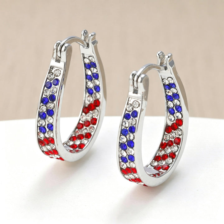 Ladies nano curved clip-on earrings with dense rhinestone embellishment and polished metal alloy Kalsten