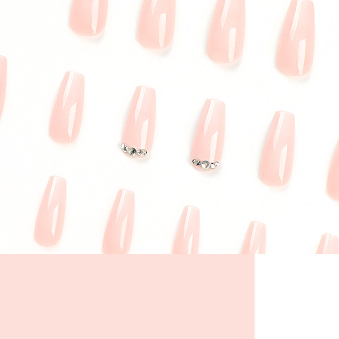 Artful Nail Extensions with Elegant Ombre Design and Rhinestone Accents Kalsten