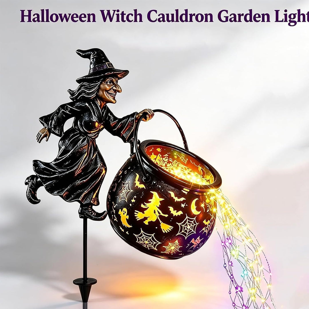 Garden decoration with illuminated witch figure Kalsten