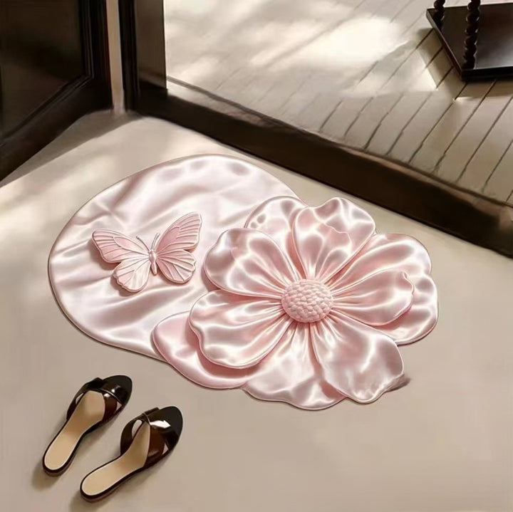 Floral Design Shaped Bath Mat