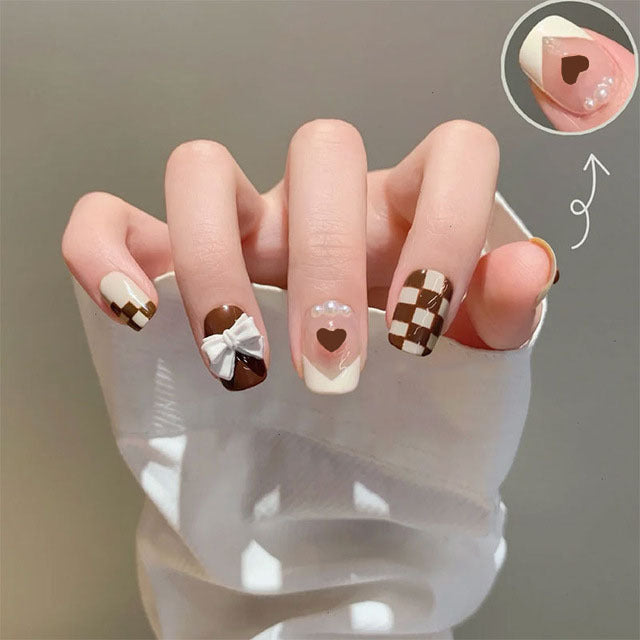 Stylish heart and ombre design artificial nails Kalsten