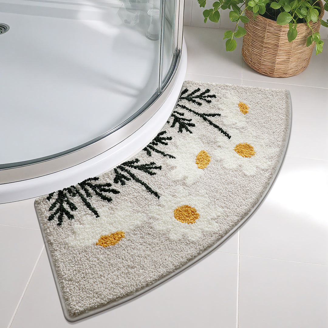 Floral Patterned Bathroom Shower Rug