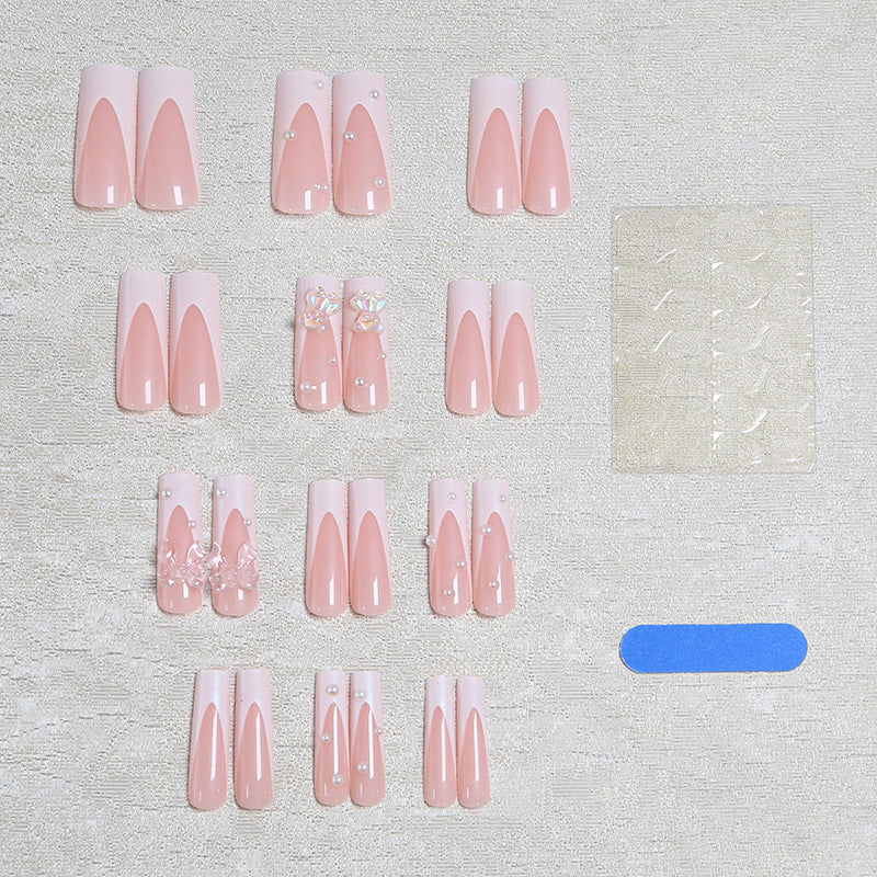 Elegant artificial nails with delicate bows and pearls Kalsten