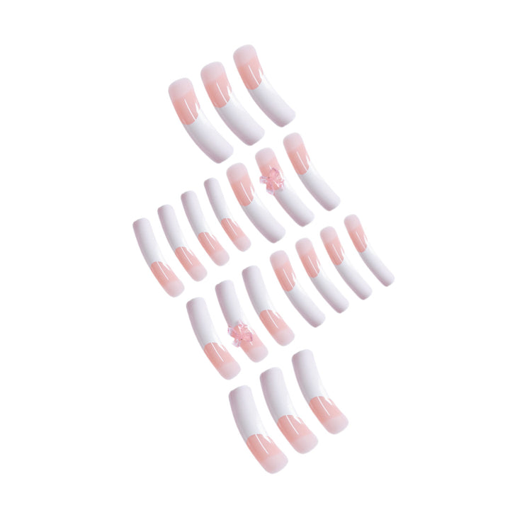 Elegant French Tip Press-On Nails with Bow Accents Kalsten