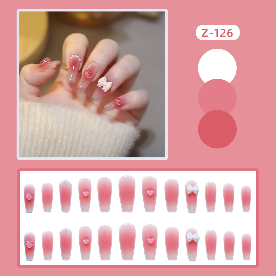 Floral Bow-Embellished Press-On Nail Set