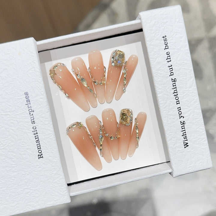 Artificial nails with Romantic Glamour Design Kalsten
