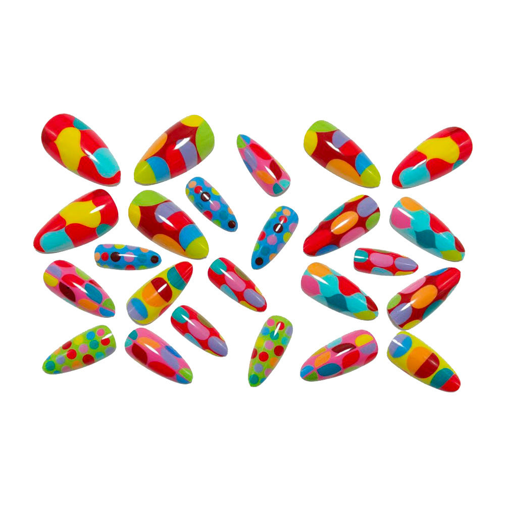 Artificial nails with colorful dot and color play Kalsten