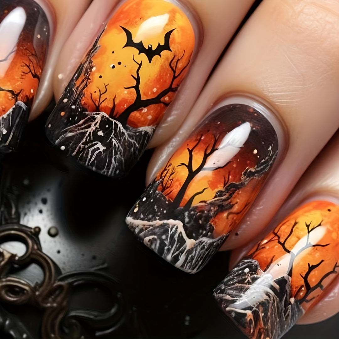 Creative Halloween Art Nails in Mysterious Night Design Kalsten