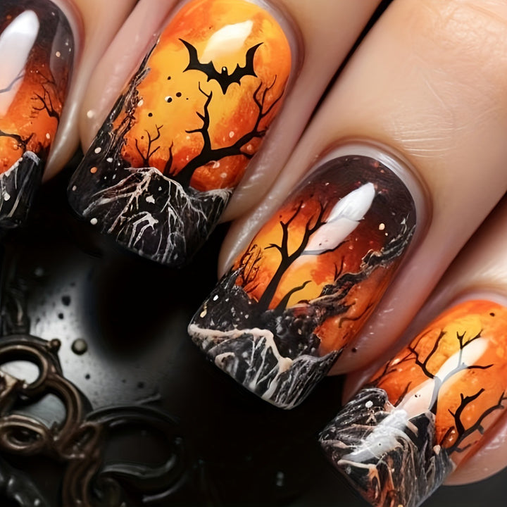 Creative Halloween Art Nails in Mysterious Night Design Kalsten