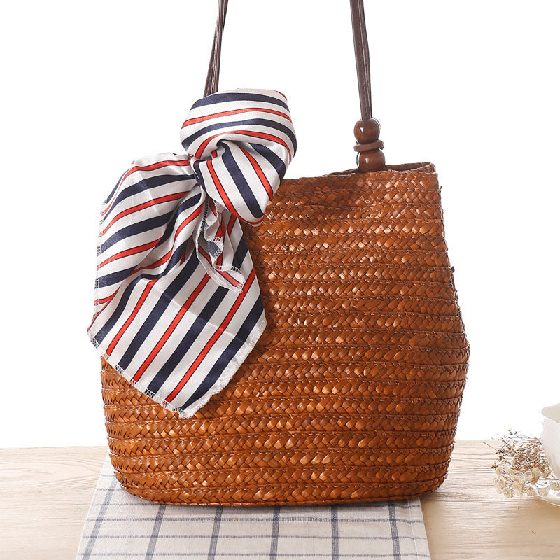 Braided handbag with stylish striped scarf Kalsten