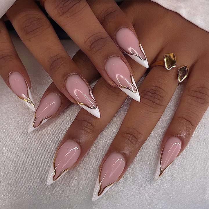Artificial nail set with elegant gold edge Kalsten