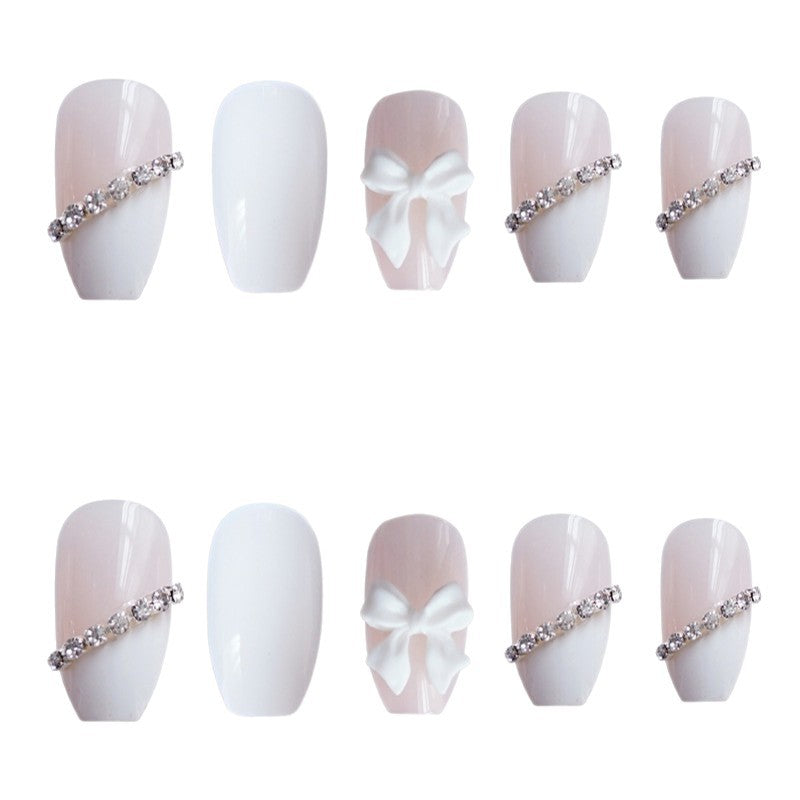 Premium Decorative Press-On Nail Set with Rhinestone Accents Kalsten