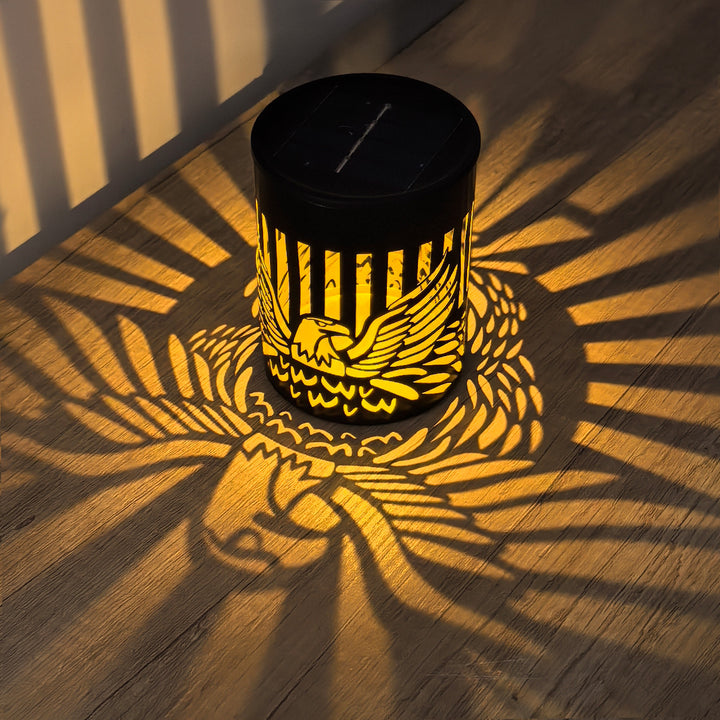 Solar Projection Lantern With Intricate Mandala Cutout And Warm LED Spotlight Kalsten