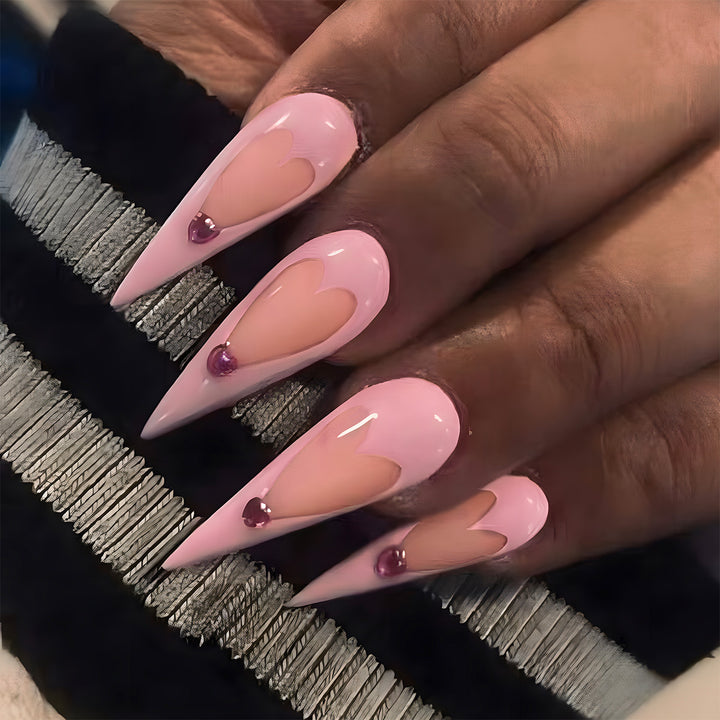 Heart-Designed Stiletto Press-On Nails Kalsten