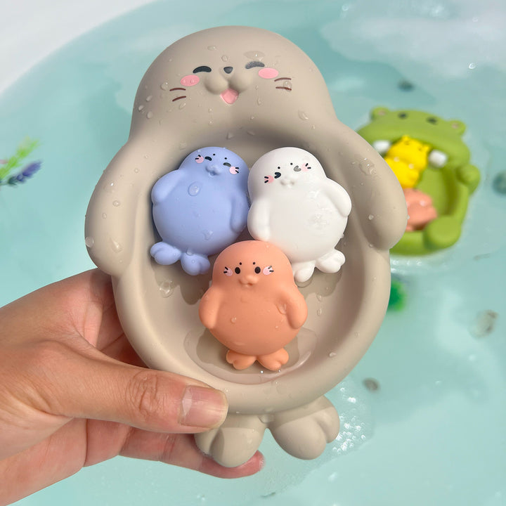 Unisex Bath Fun Toy Set with Cute Hippopotamus Figures Kalsten
