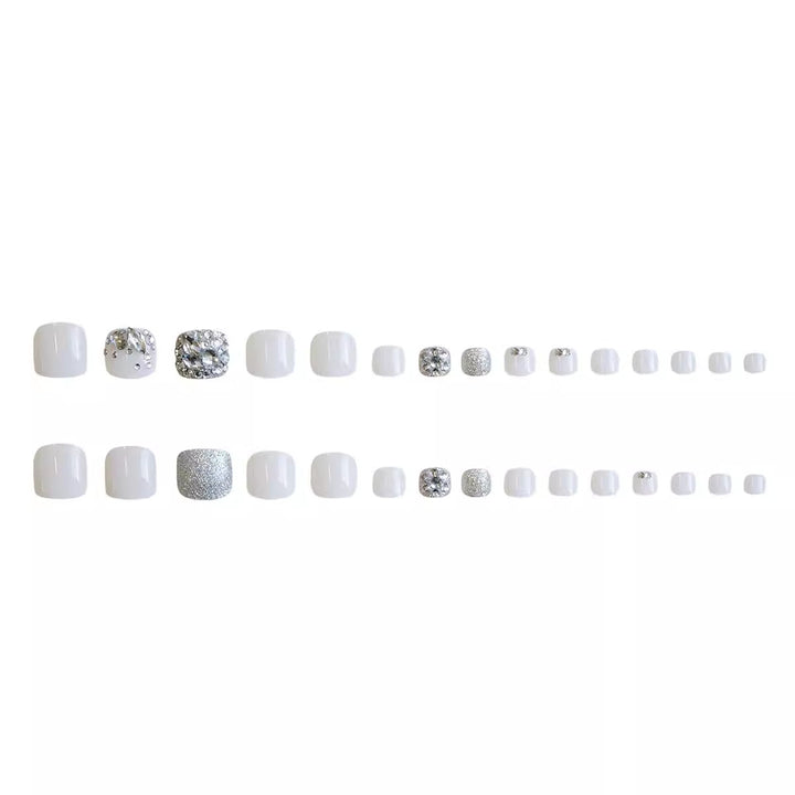 Decorative Rhinestone-Embellished Press-On Toenail Set