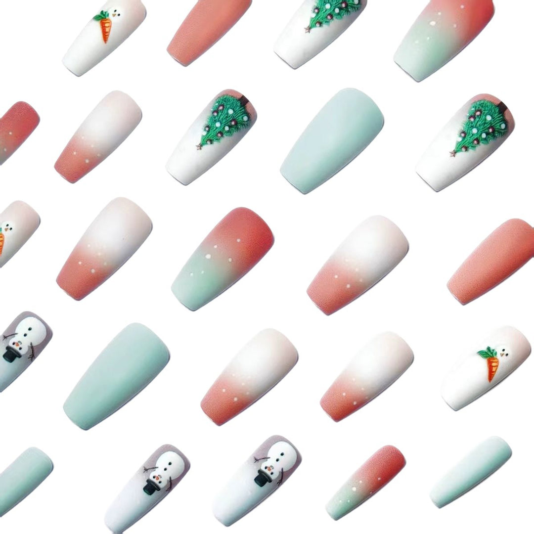 Artificial nails with winter snowman design Kalsten