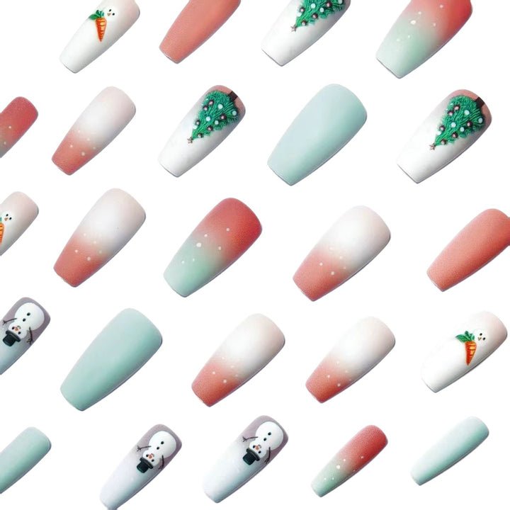 Artificial nails with winter snowman design Kalsten