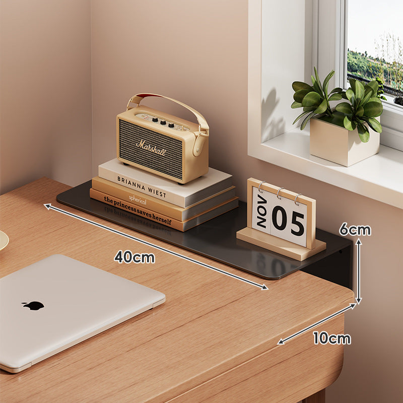 Slim Floating Wall-Mounted Desk Shelf Monitor Riser with Sleek Tempered Glass Surface