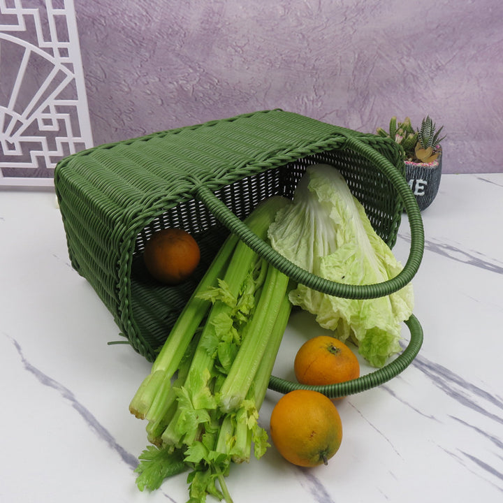 Handcrafted Rectangular Wicker Storage Basket Kalsten