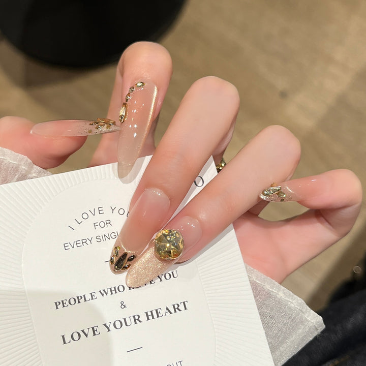 Elegant Glitter-Embellished Press-On Nail Extensions Kalsten