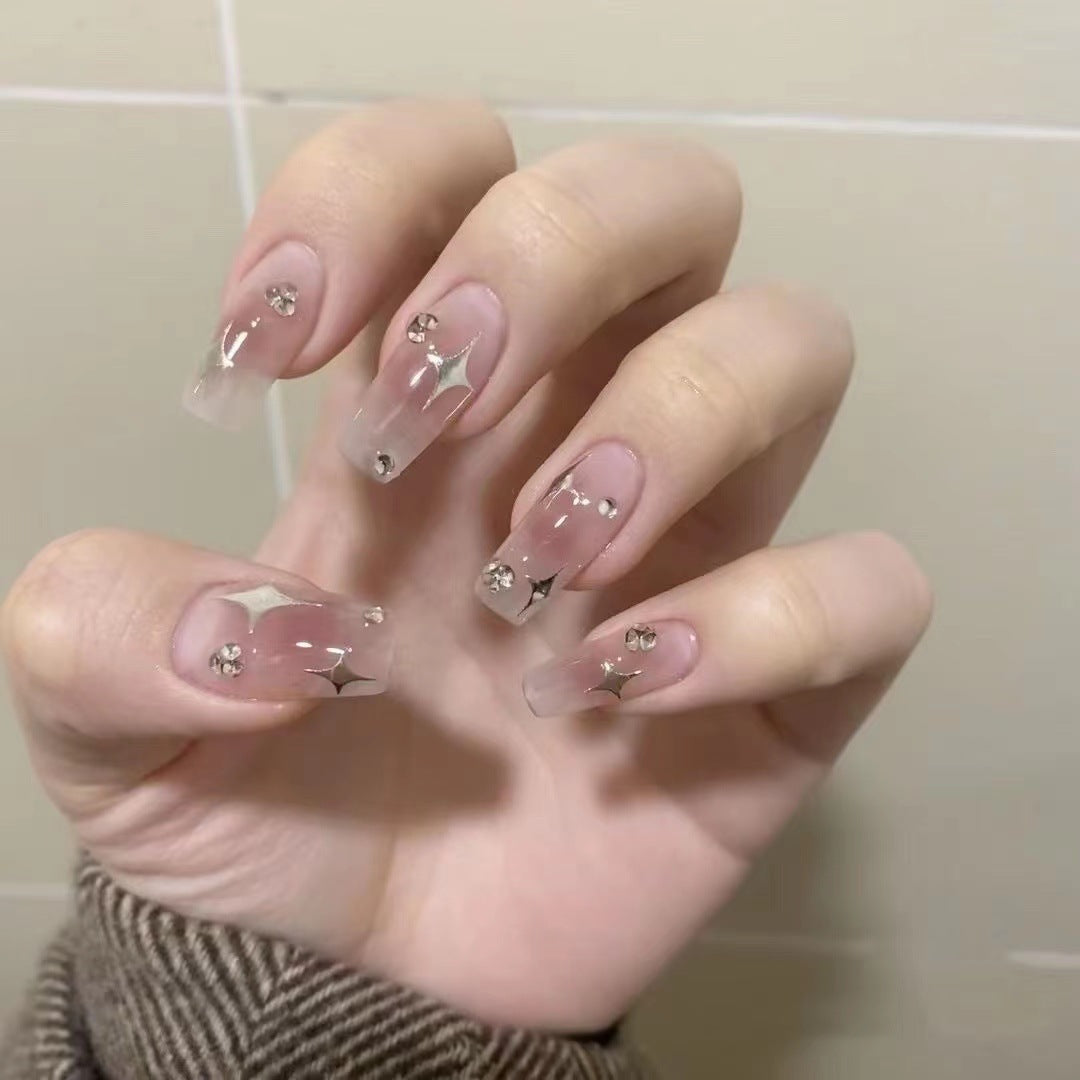 Elegant Rhinestone-Accented Press-On Nail Set