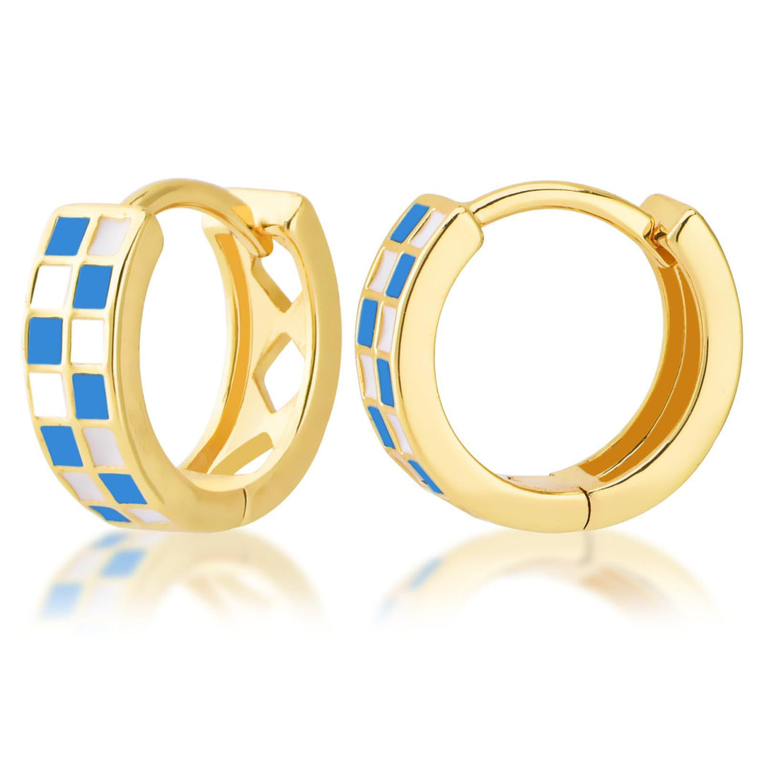Modern Geometric Enamel Hoop Earrings Kalsten