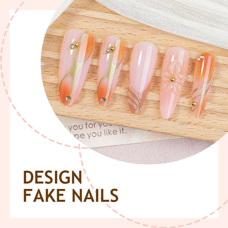 Nail art set with floral designs and glitter accents Kalsten
