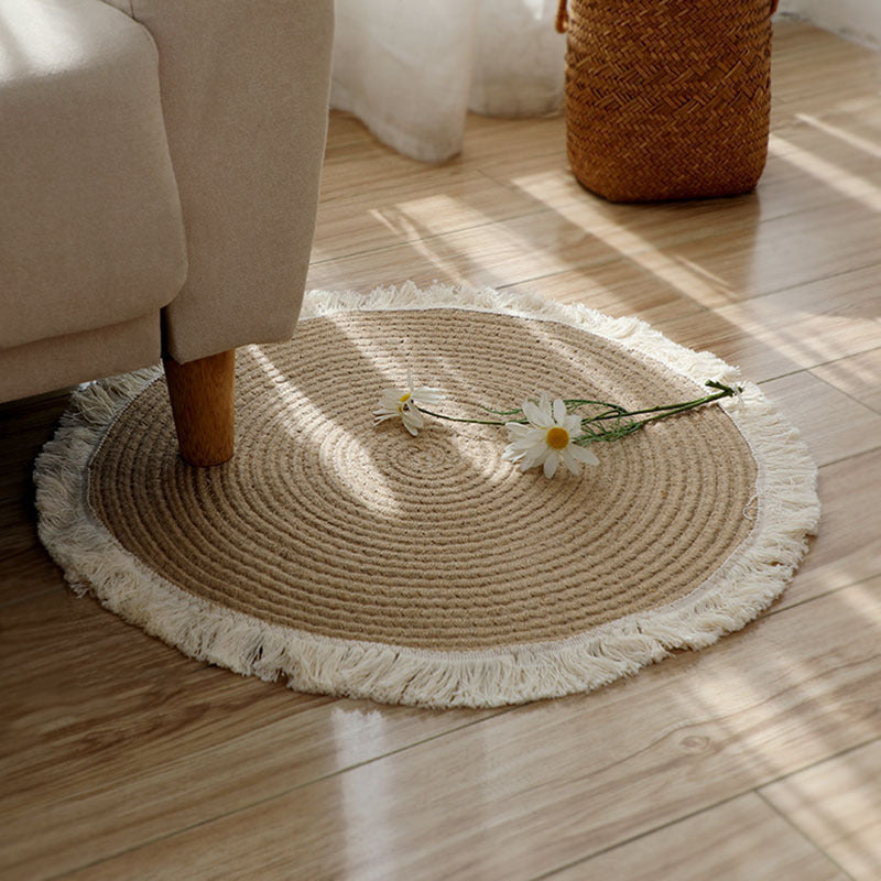 Round Jute Rug with Fringes Kalsten