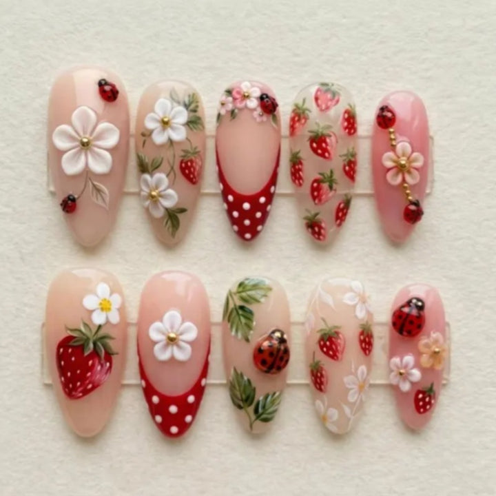 Whimsical Strawberry-Themed Press-On Nails Kalsten