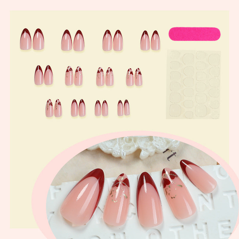 Elegant Stiletto Press-On Nail Set with Decorative Gold Accents Kalsten