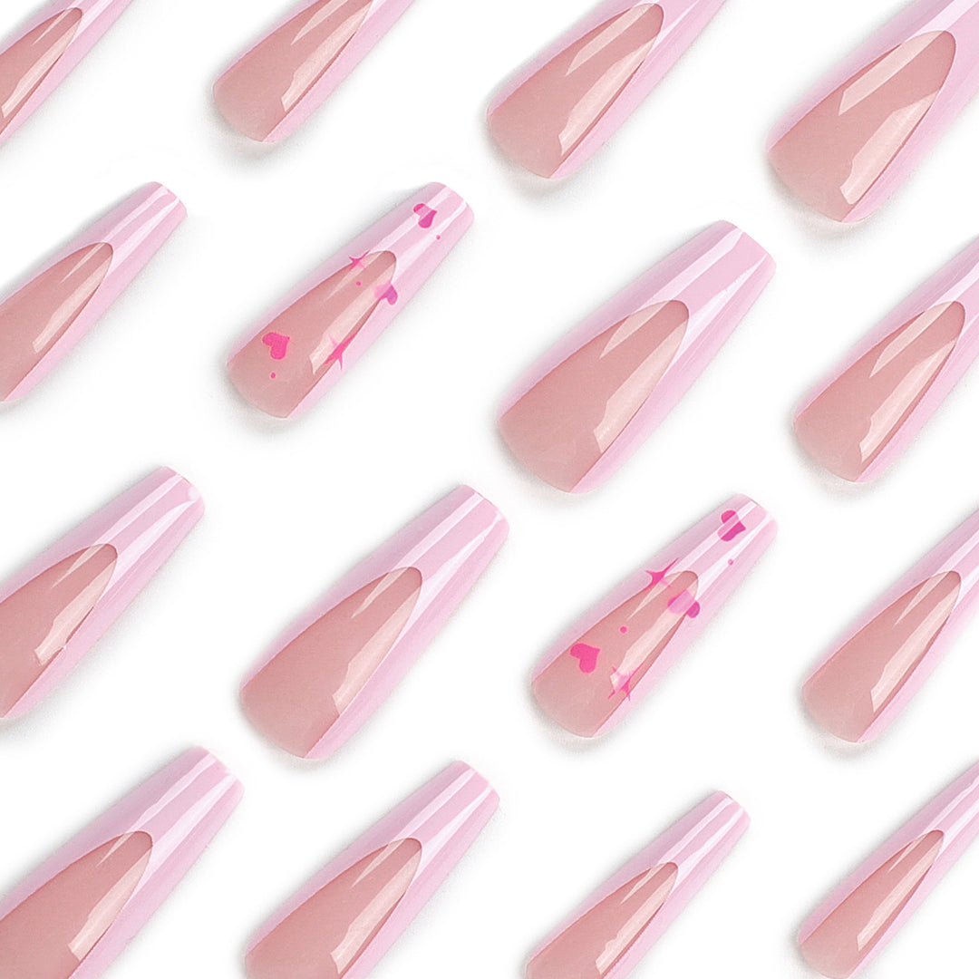 Artful Nail Extensions with Heart-Shaped Accents Kalsten