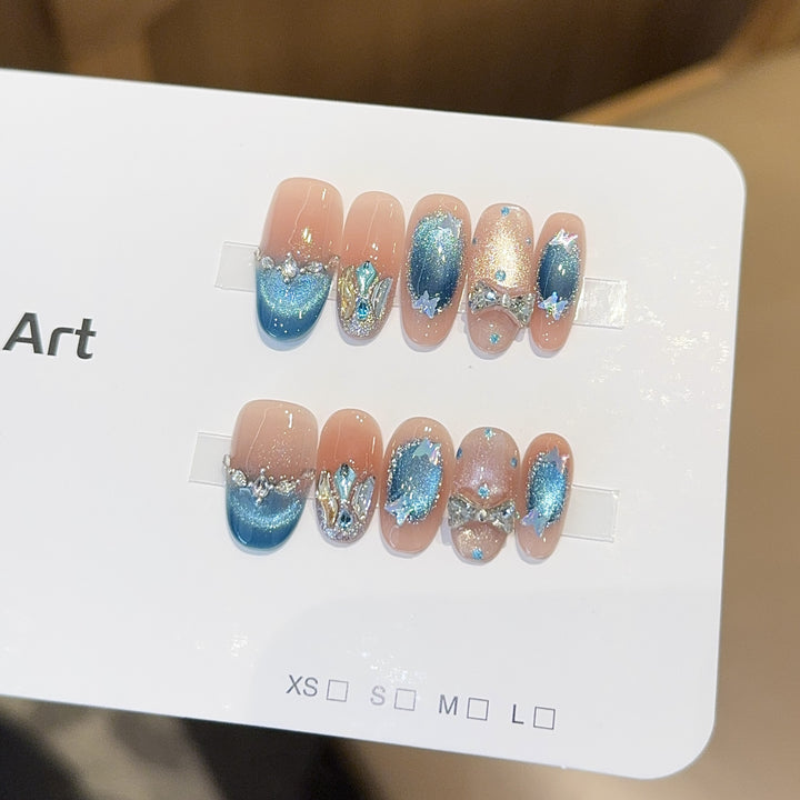 Artificial nail tips with glitter and watercolor effect Kalsten