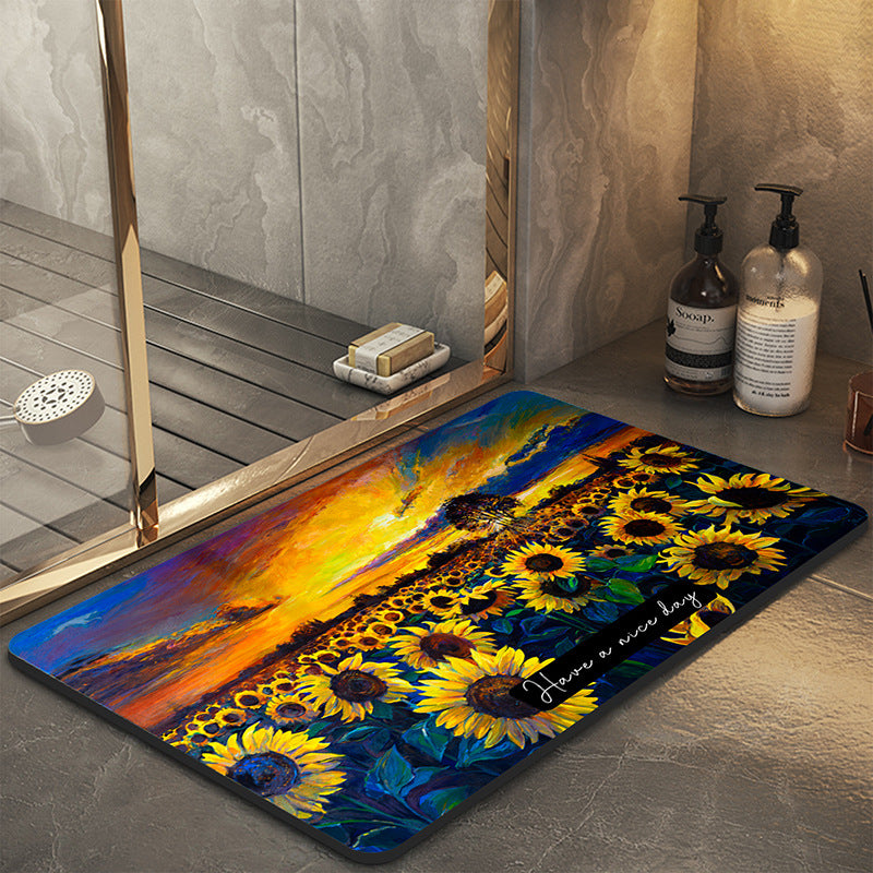 Artistic Round Bathroom Mat for Home