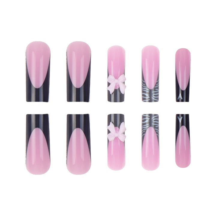 Stylish Artistic Press-On Nails with 3D Bow Design Kalsten